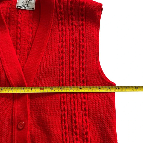 College Point Vintage Acrylic Knit Vest Red Size Large - Picture 5 of 7